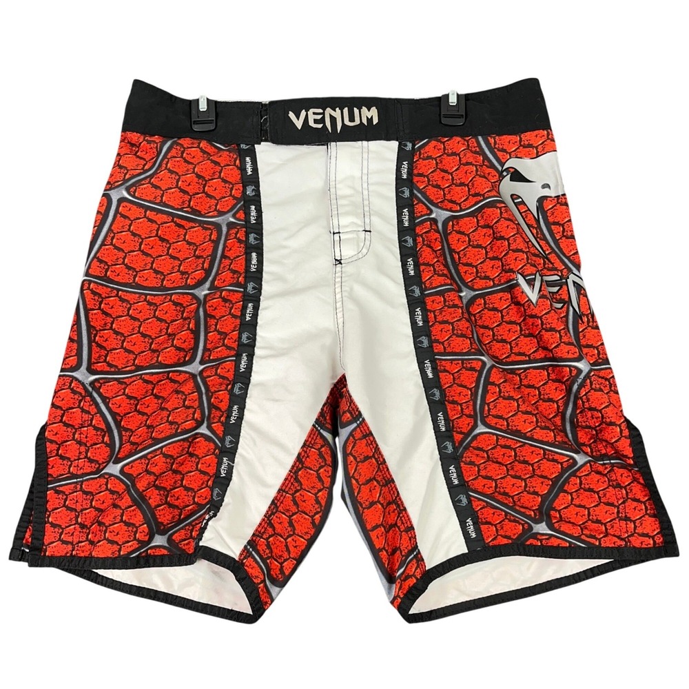 Venum MMA Fight Shorts Mens L Snake Scale Print Side Slits Grappling Trunks